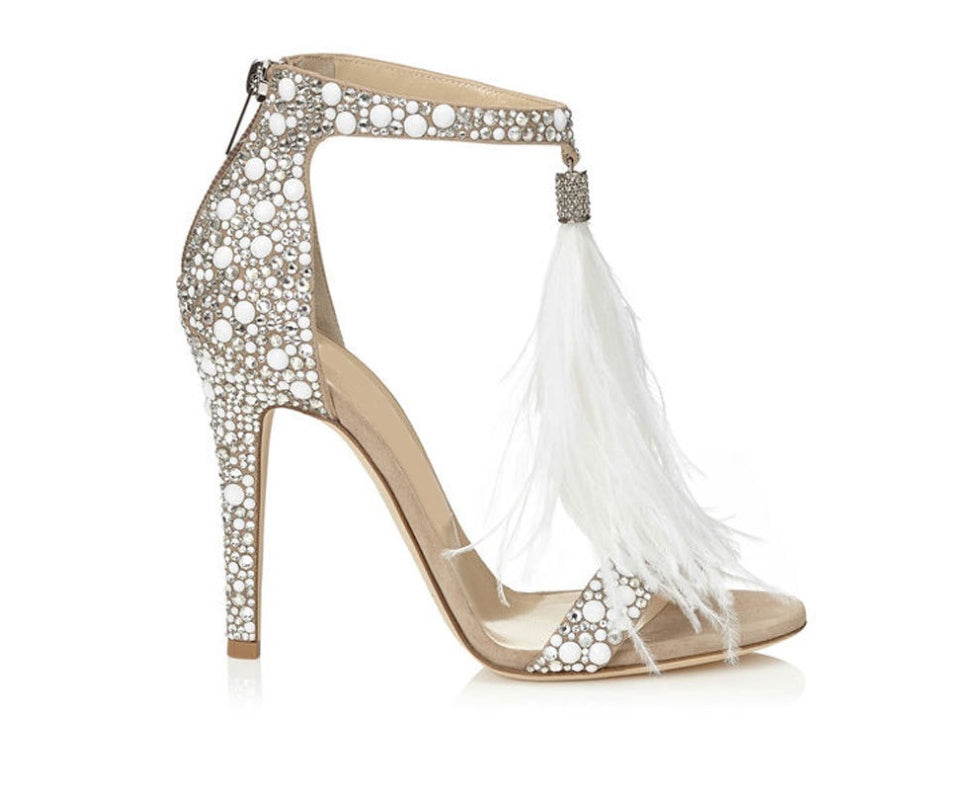 Wedding shoes solid color hot drilling sexy feather sandals feather sandals wedding shoes dance