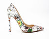 Pointed graffiti high heel women's shoes