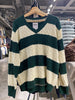 Loose Stitching Brown Stripe Twist V-neck Sweater