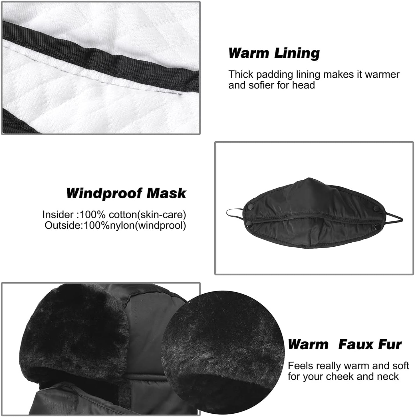 Trooper Trapper Hat,Winter Ski Hat with Winter Ear Flap and Ski Windproof Mask