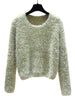 Solid Color Round Neck Pullover Short Pineapple Pin Sweater