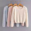 Solid Color Round Neck Pullover Short Pineapple Pin Sweater